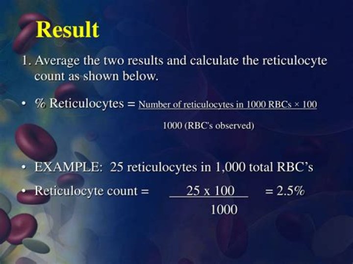 How is reticulocyte count calculated?