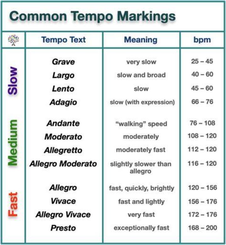 What are the common tempo markings?