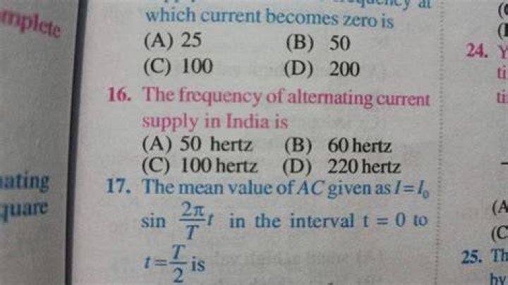 What is the frequency of alternating current in India?