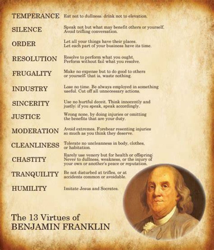 What was the purpose of Benjamin Franklin's 13 virtues?